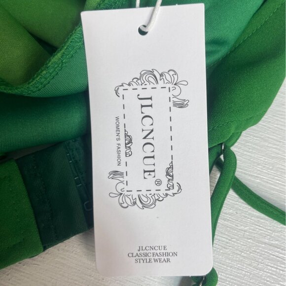 JLCNCUE Maxi Dress Womens XS Green New Sexy Backless Square Neck - Picture 10 of 11